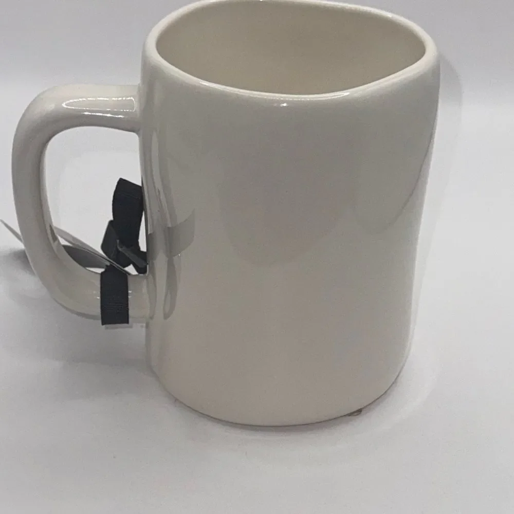 Rae Dunn White Ceramic Mug - Death Before Decaf